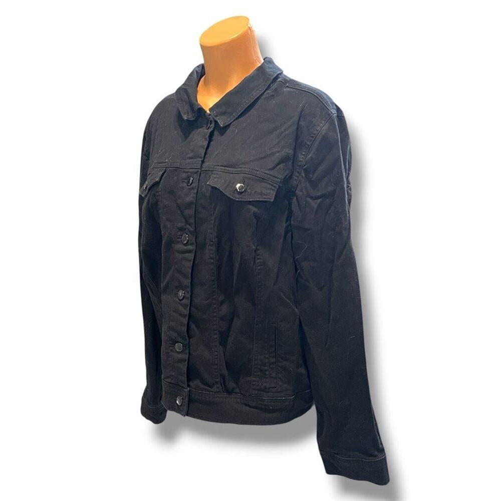 Jones New York Jeans Black Stretch Denim Trucker Jacket Women’s XL